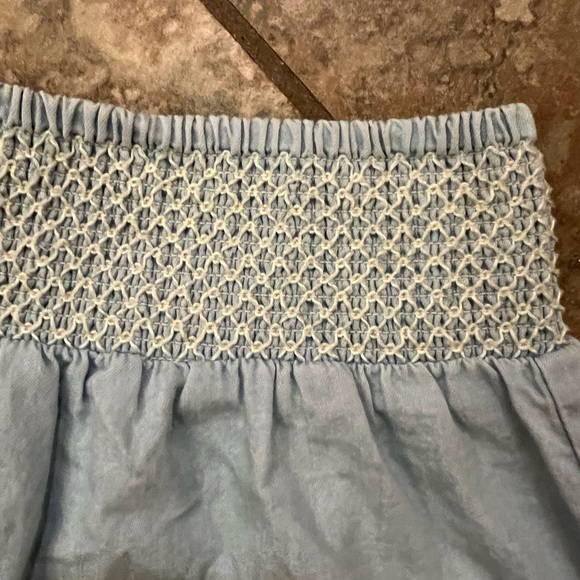 Aeropostale Light Blue Chambray Scalloped Hem Floral Embroidered Shorts - Picture 5 of 10